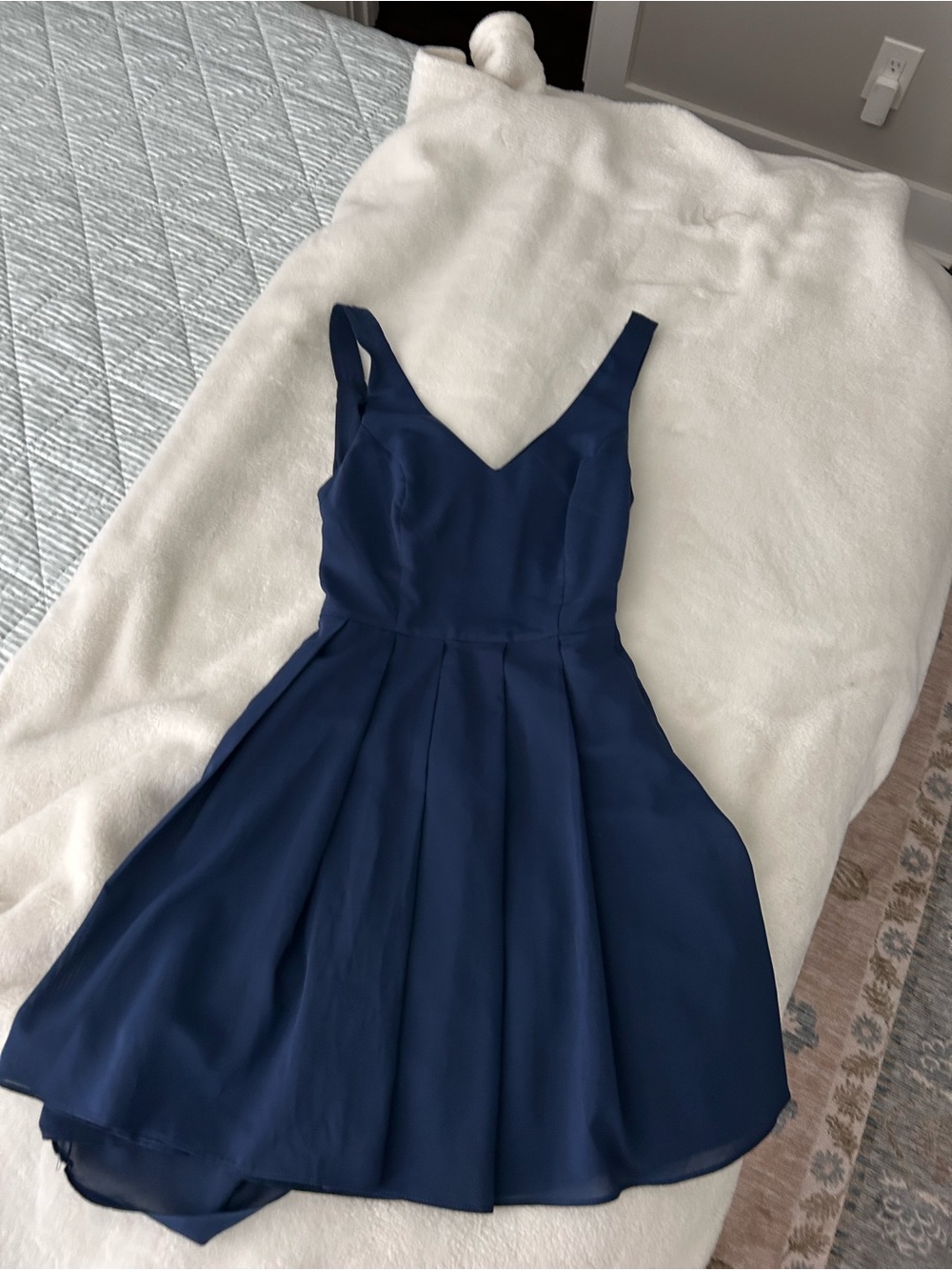 V-Neck Pleated Dress